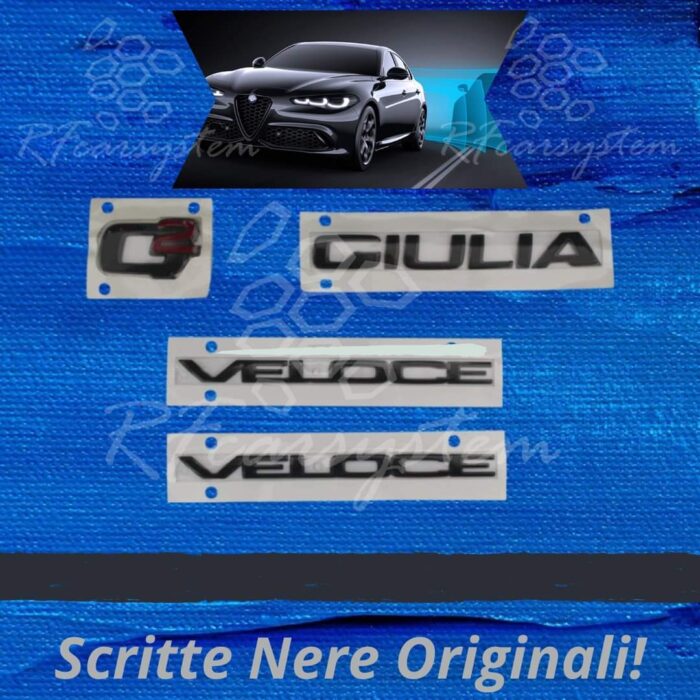 Kit di Scritte Adesive Nere Giulia Veloce "Q2" oppure "Q4"