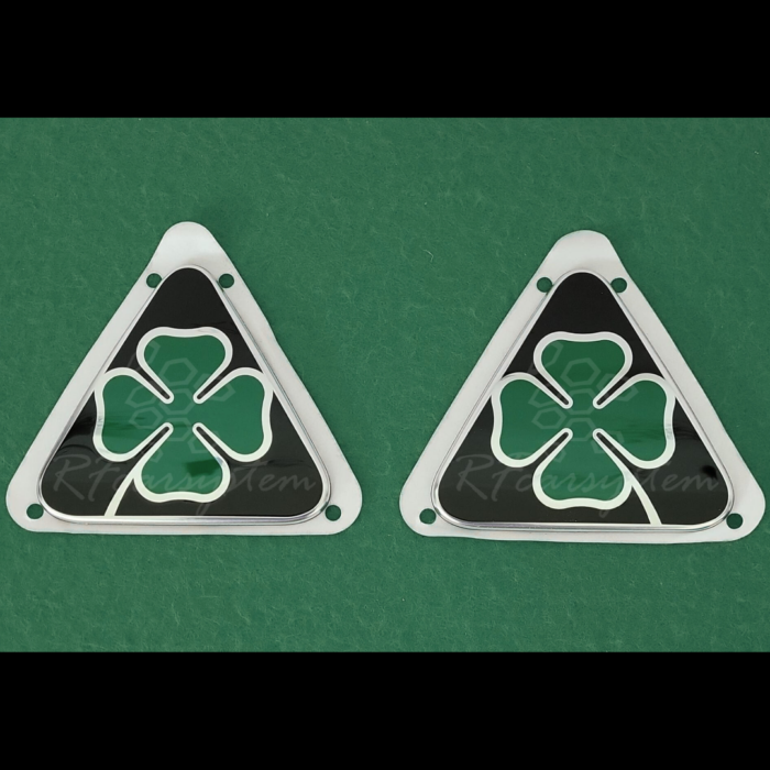 Coppia di Stemmi - Loghi Originali Emblemi Alfa Romeo STELVIO QUADRIFOGLIO SUPER SPORT - Fregio Quadrifoglio Verde DX e SX BLACK EDITION