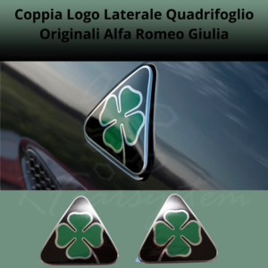 Coppia di Stemmi - Loghi Originali Alfa Romeo GIULIA QUADRIFOGLIO SUPER SPORT 50579839 e 50579838 - Fregio Quadrifoglio Verde DX e SX BLACK EDITION