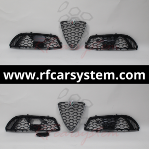 Kit Frontale per Alfa Romeo GIULIA VELOCE My23 in poi composto da SCUDO Silver + GRIGLIE con TAPPO Radar
