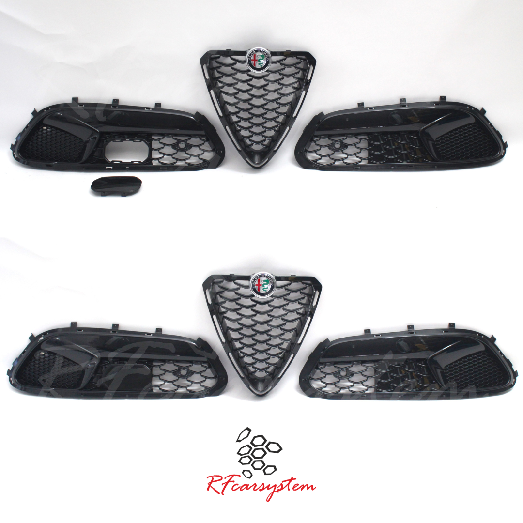 Kit für Alfa Romeo Stelvio ab MY23, bestehend aus Scudetto + Gittern mit Radarabdeckung
