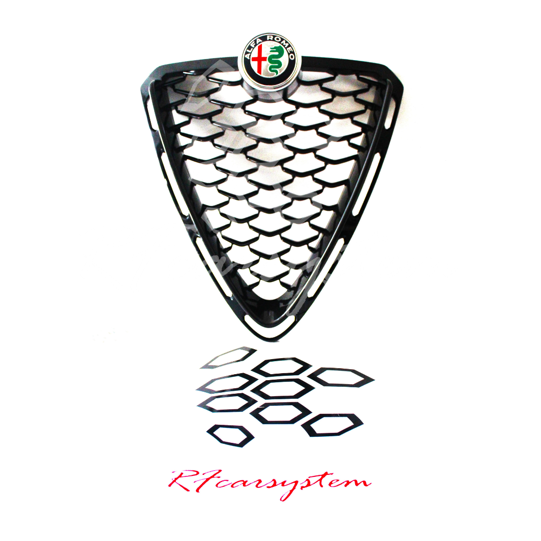 Kit für Alfa Romeo Stelvio ab MY23, bestehend aus Scudetto + Gittern mit Radarabdeckung – Bild 4