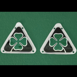 Coppia di Stemmi - Loghi Originali Emblemi Alfa Romeo STELVIO QUADRIFOGLIO SUPER SPORT - Fregio Quadrifoglio Verde DX e SX BLACK EDITION