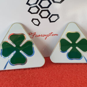 Coppia di Stemmi - Fregi Loghi adesivi Emblema per Alfa Romeo Stelvio Quadrifoglio