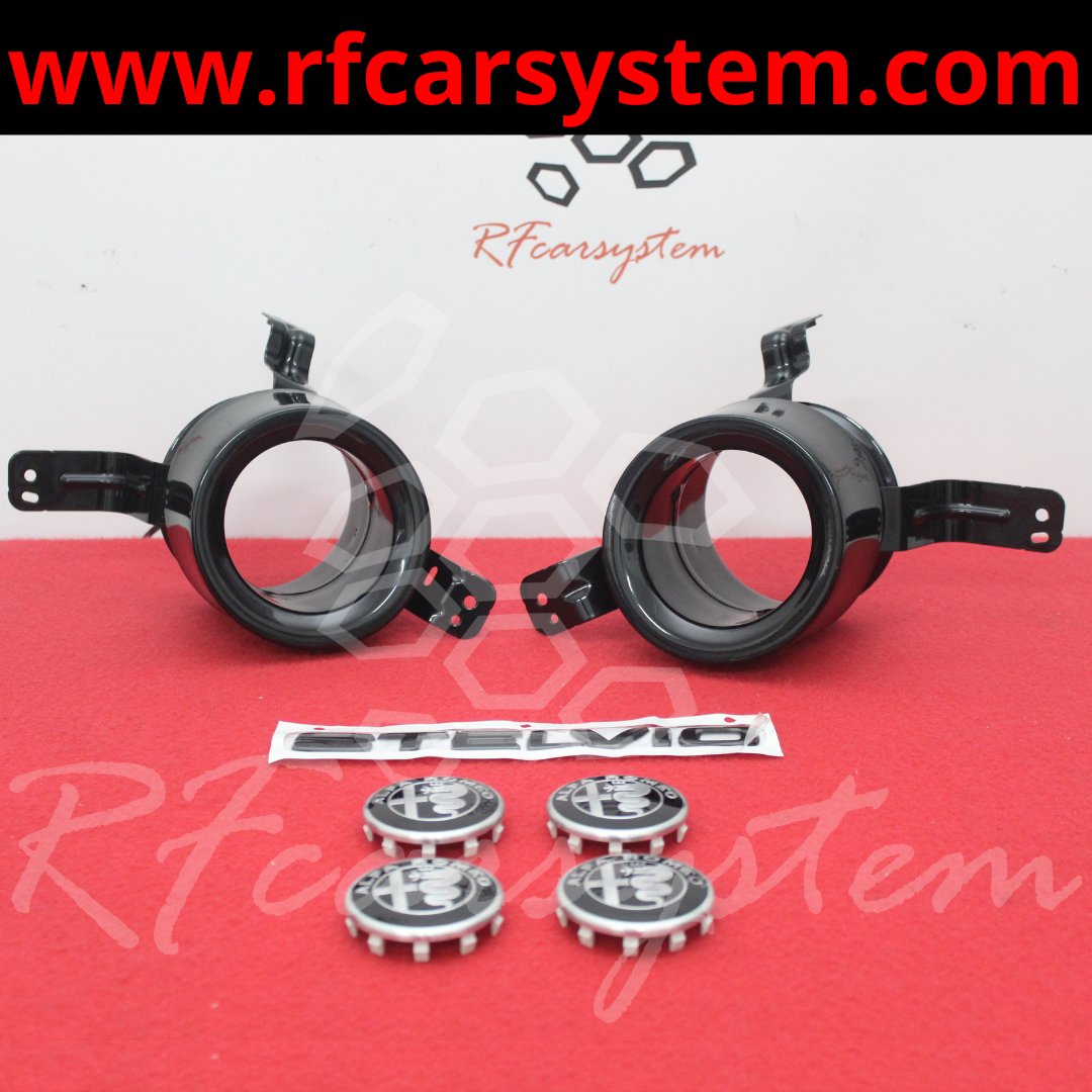 Exhaust Tips Kit + Hubcaps + STELVIO Badge Alfa Romeo - Image 3
