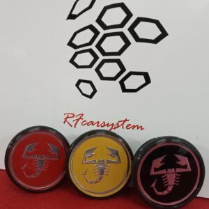 Kit Fregio Copri Mozzo Abarth 4 Pezzi per Cerchi in Lega per Abarth 500, 595, 695, Punto, Grande Punto e Versioni Sport