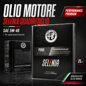 Selenia Quadrifoglio 5W-40 2L Olio Motore Originale OEM per Alfa Romeo Giulia e Stelvio QV