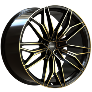 STC-23 10.00x23 ET18 5x112 BLACK CLEARCOAT GLOSSY GOLD MACHINED